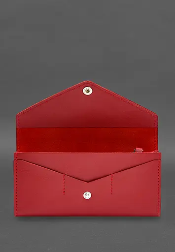 Кожаный клатч (портмоне) на кнопке 5.0 красный краст - фото 3