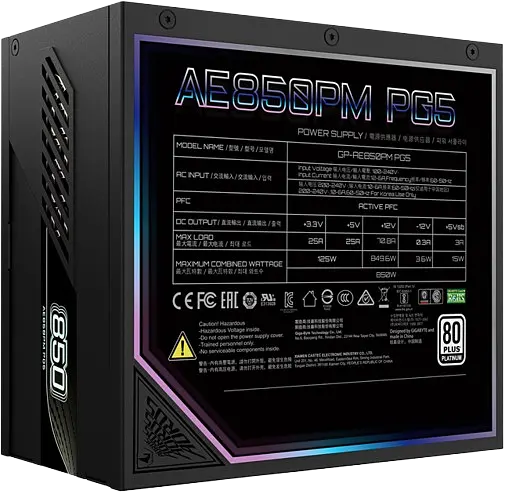 Блок питания Gigabyte Aorus Elite 850W 80+ Platinum (GP-AE850PM PG5) - фото 5