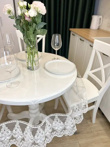 Силіконова скатертина з молочним мереживом Петек 15 см 180х150 см - фото 8