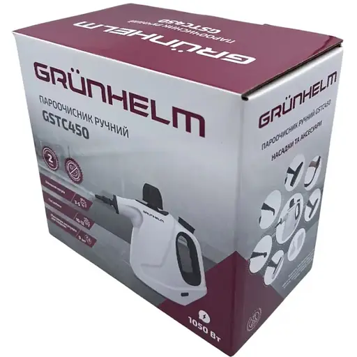 Пароочиститель ручной Grunhelm GSTC450 бойлер 450 мл 9 аксессуаров (146006) - фото 14