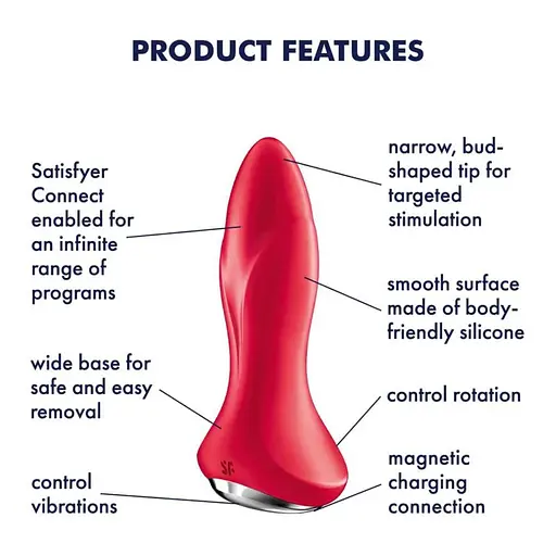 Анальна пробка Satisfyer Rotator Plug 1+, 12.8 см (червона) - фото 4