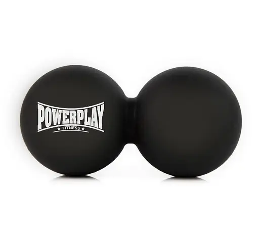 Массажный двойной мяч силиконовый PowerPlay PP-4355 Silicone Lacrosse Peanut Ball (6.4*12.7 см) Черный (PP-4355_Black) - фото 1