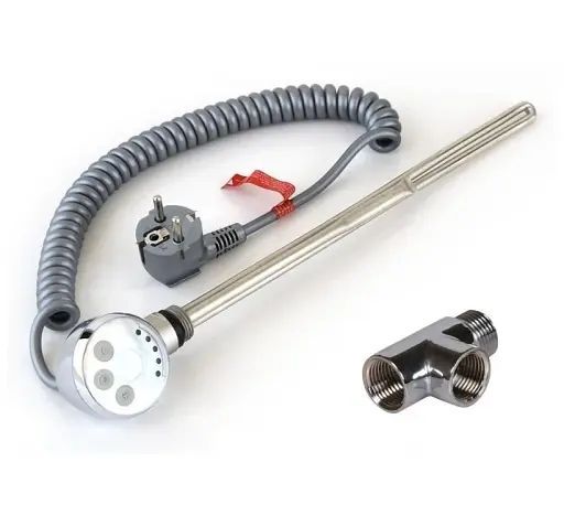 ТЕН для рушникосушки Terma MEG з електронним термостатом 600W Chrome + трійник 30412 - фото 1