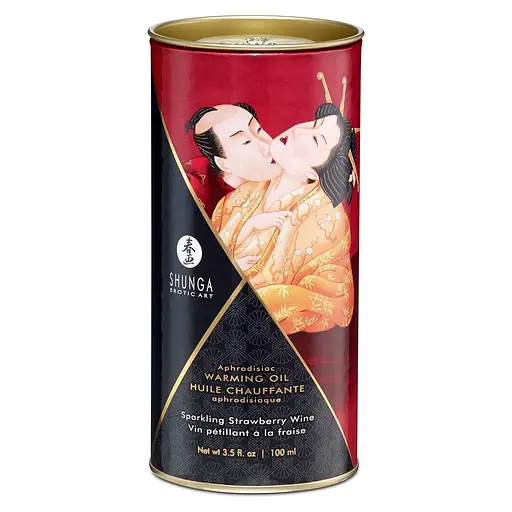 Разогревающее масло Shunga Aphrodisiac Warming Oil Sparkling Strawberry Wine без сахара 100 мл - фото 3