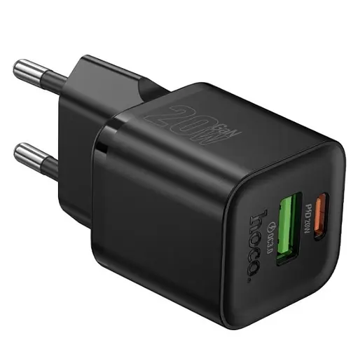 Сетевое зарядное устройство Hoco N65 Ingenious PD20W+QC3.0 charger(EU) Черный - фото 1