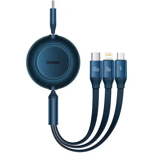 Кабель Baseus Bright Mirror 2 Series 3-in-1 (Micro USB+Lightning+Type-C) 100W (1.1m) blue