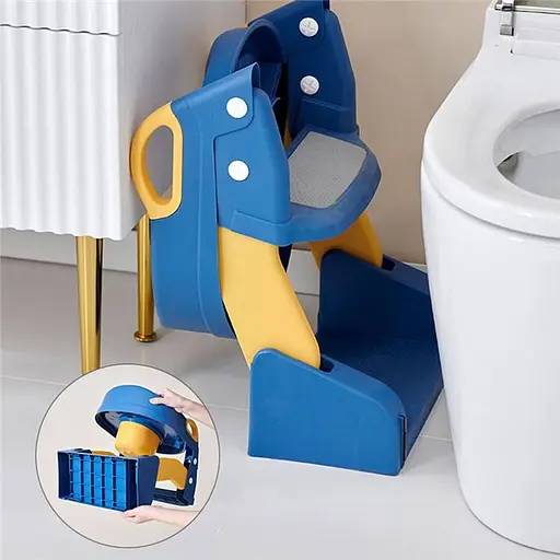 Дитяче складане сидіння на унітаз зі сходинками та ручками 2в1 + Горщик Жовто-синій - фото 8
