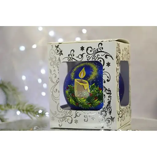 Ялинкова прикраса Санта Шоп Свічка з різдвяним вінком скло (4820001112504) - фото 4