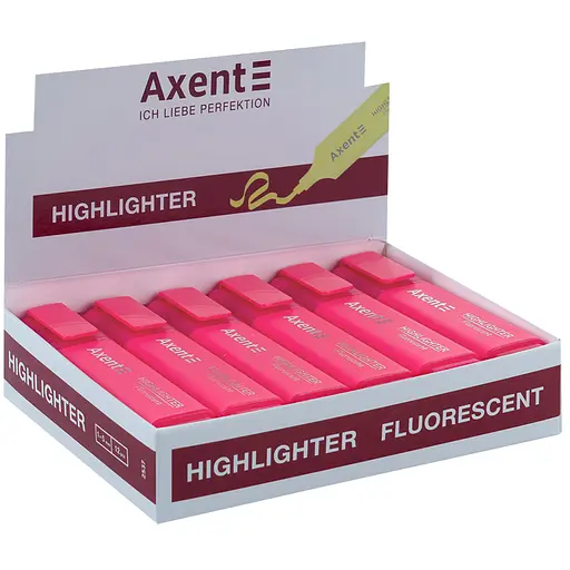Набор маркеров Axent Highlighter 2537-A 1-5 мм клиновидный 12 шт. розовый (2537-10-A) - фото 2