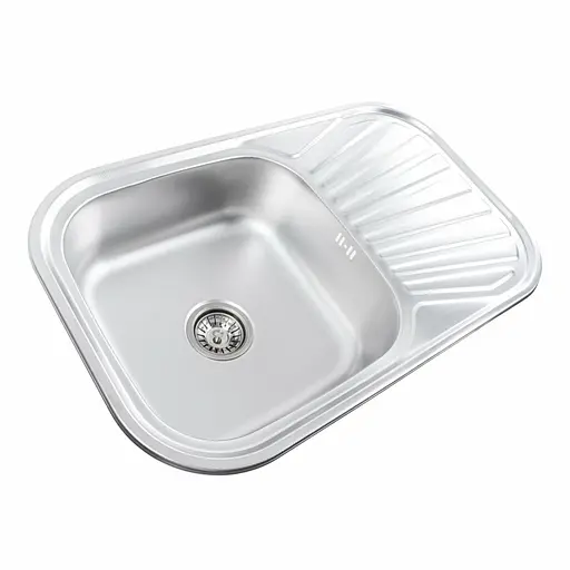 Кухонна мийка з нержавіючої сталі закруглена Platinum декор 7848 (0,8/180 мм), R, Decor - фото 2