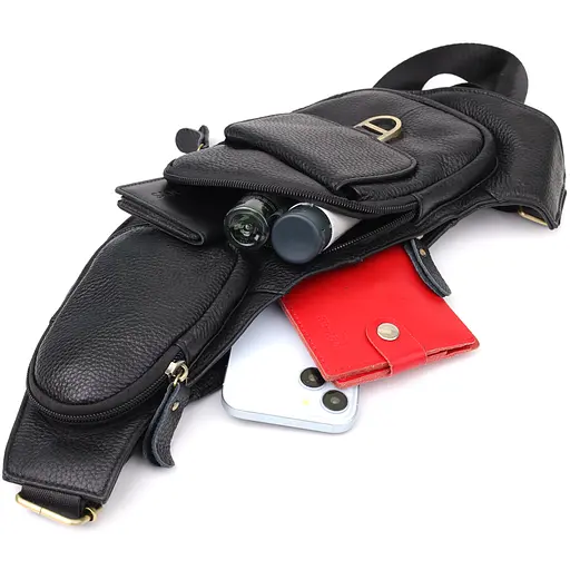 Чоловіча сумка через плече із зернистої натуральної шкіри Vintage 15х35х3 см sum0027486 - фото 8