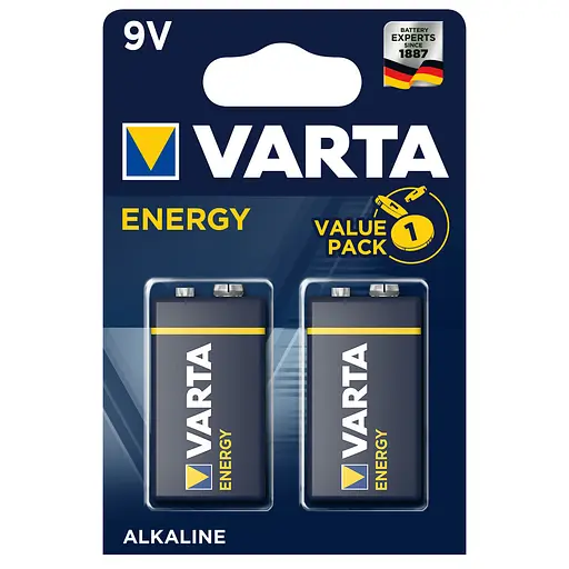 Батарейка крона Varta Energy 6F22 солевая 9V 2 шт.