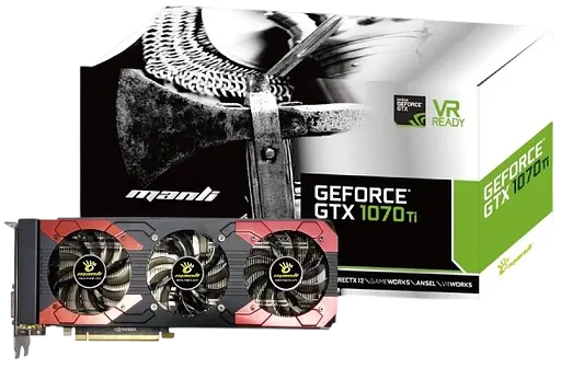 Видеокарта GeForce GTX 1070 8GB Manli Gallardo (M-NGTX1070G/5RGHDPPP-F378G) Б/У - фото 1