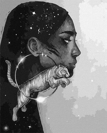 Набір для розпису по номерах Сузір'я тигра з фарбами металік, 40x50 см, КНО4970