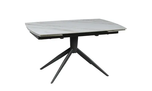 Стол Вираж 1400/2000x900x750 молочный глянец черные ноги