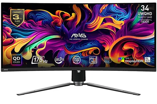 Монитор 34" MSI MAG 341CQP QD-OLED Curved UWQHD OLED 175Hz (MAG 341CQP QD-OLED) - фото 1