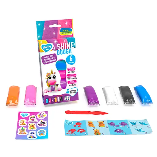 Набір тіста для ліплення "Shine Assorted" TM Lovin 41198, 6 кольорів