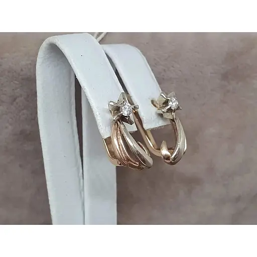 Золоті сережки ЮЗ "Багет" з діамантами. 0В410250736/21 - фото 3