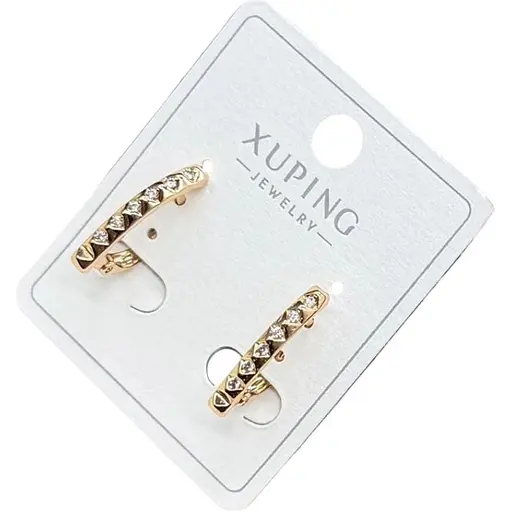 Сережки кільця Xuping доріжка з кристалами гіпоалергенне медичне золото - фото 1