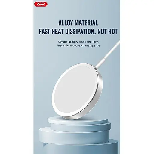 Заряджання Qi XO magnetic wireless charger CX004 15W бездротове біле - фото 5