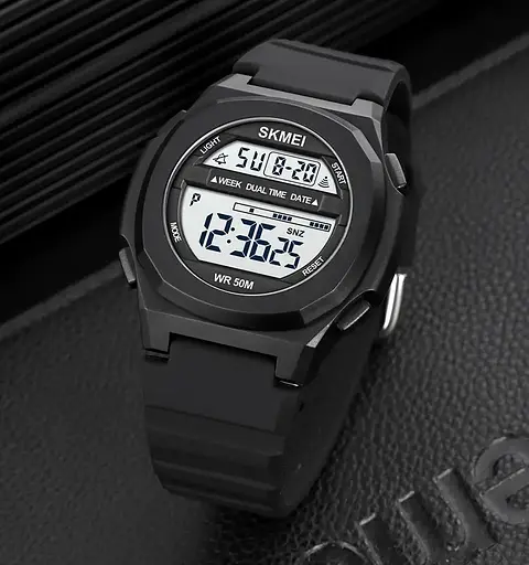 Часы мужские спортивные Skmei 1821 (Черные с белым циферблатом) - фото 4