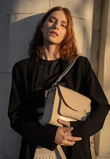 Жіноча шкіряна сумка Liv бежевий краст - фото 3