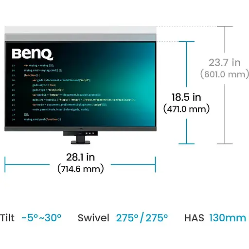 Монитор 31.5" BenQ RD320UA Metallic Grey UHD IPS 60Hz (9H.LMTLA.TBE) - фото 8