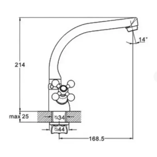 Смеситель для кухни Udis DTZ4-D827 двухвентильный Хром 30412 - фото 2