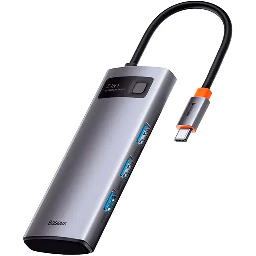 USB-хаб Baseus Metal Gleam Series 5 в 1 Multifunctional Gray (WKWG020013) [96294]