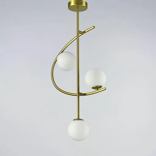 Люстра в золотистому корпусі на 3 мініатюрних білих матових плафони Line.F YG 8014-3C GD - фото 3