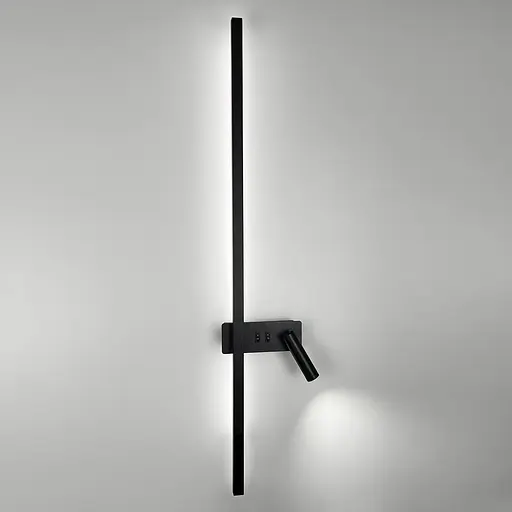 Бра Line F лінійне чорне 100 см зі спотом справа та 2-ма вимикачами Арт. WB 121/1000 R BK - фото 2