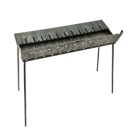 Розкладний розбірний мангал валіза дворівневий на 12 шампурів, Wood&Steel Чорний 82024 - фото 3