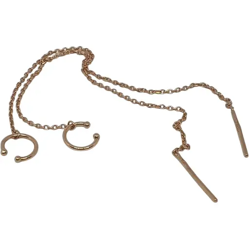 Золотые серьги-протяжки Tango с каффой на хеликс. 580114