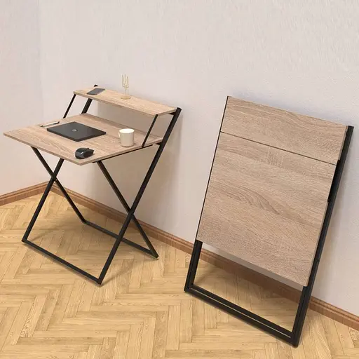 Стіл трансформер Компакт 4 750x790x720 Чорний метал ДСП Дуб Сонома 16 мм FRD-104693