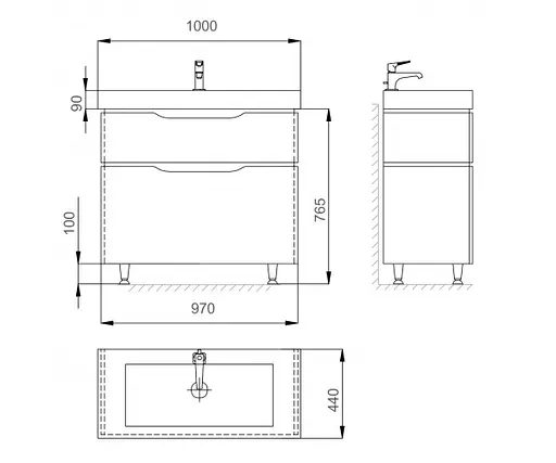 Тумба підлогова Sanwerk Алесса 100 венге з умивальником Сава (MV0000907) Венге - фото 3