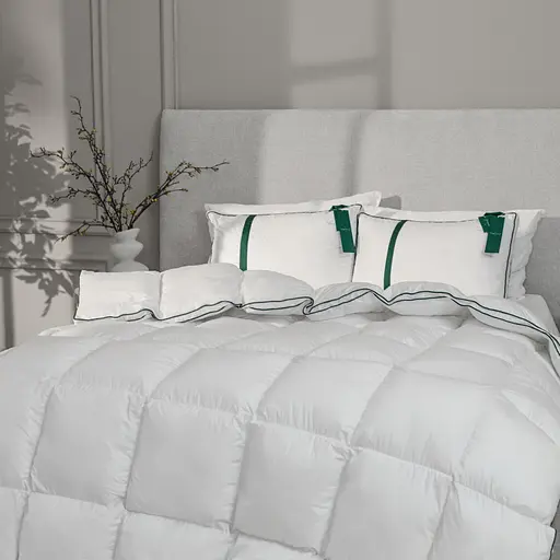 Ковдра MirSon Imperial Style пухова зимова 110х140 см біла із зеленим кантом - фото 4