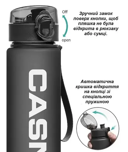 Пляшка для води Casno 1050 мл KXN-1184 Сіра (KXN-1184_Grey) - фото 5
