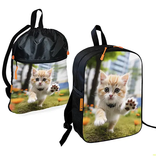 Шкільний рюкзак дитячий з кошеням + Сумка для взуття спортивної форми рюкзак-мішок для хлопчика (01699)