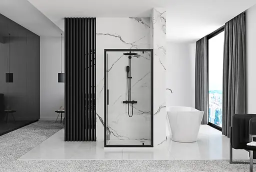 Душова кабіна Rea Rapid Swing 80x80 black REA-K6421 + REA-K6408, Чорний матовий, Універсальна, прозорий - фото 5