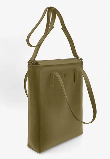 Шкіряний шоппер Nancy оливковий - фото 3