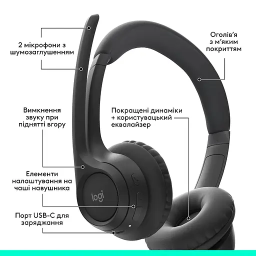 Наушники Zone 300 Wireless Headset BT Black (981-001407) Logitech teh0021845 - фото 8