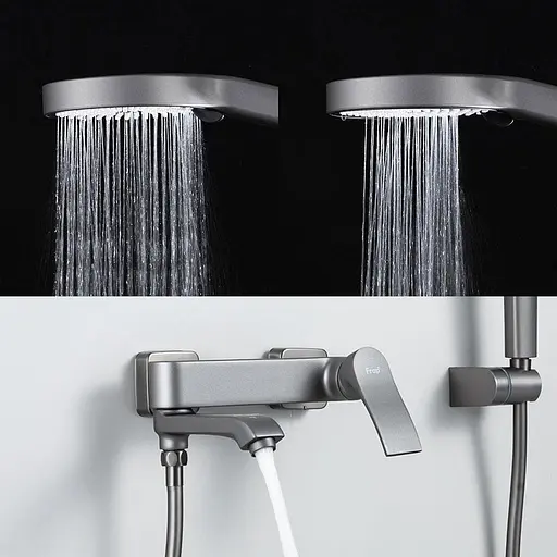 Змішувач для ванни поворотний вилив збройова сталь Frap F3275-19 Графітовий хром - фото 2