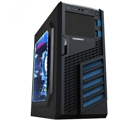 Корпус GameMax MT521-NP Black, без БЖ, Mid Tower, ATX / Micro ATX / Mini ITX, 2xUSB 2.0, 1xUSB 3.0