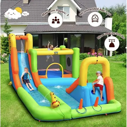 Надувний водний дитячий центр Costway Park Bounce House з гіркою (без вентилятора) - фото 2