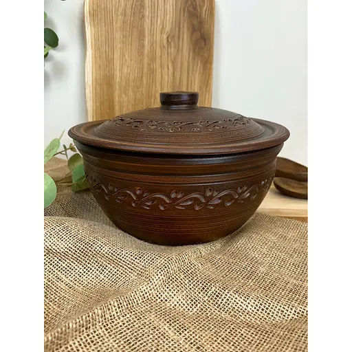 Супник Козацький керамічний (глиняний) різьблений Декор 4 л