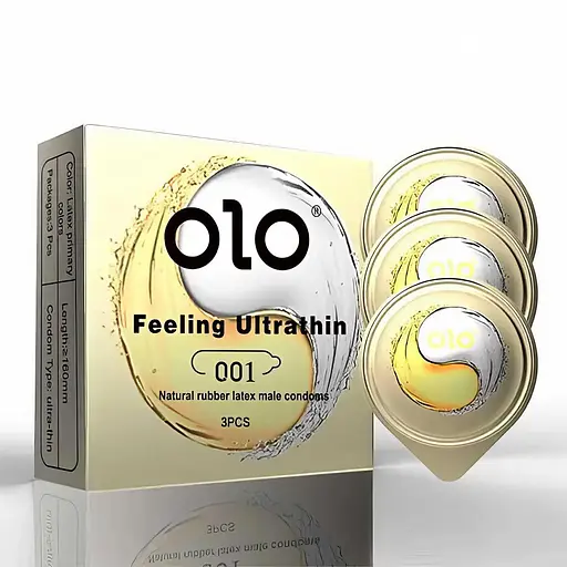 Гладкие презервативы ультратонкие Olo Ice and Fire 0,01 мм Ваниль с двойной смазкой M 51-54 мм