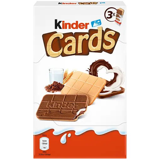 Вафлі kinder cards з молочною і какао начинкою 3 x 25.6 г