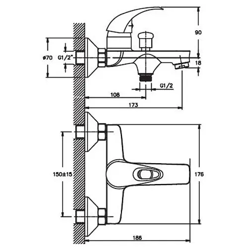 Змішувач для ванни Haiba LUXOR 009 (HB0238) - фото 2