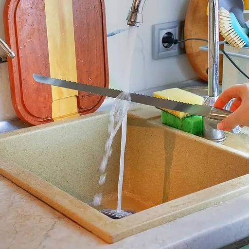 Нож зубчатый кухонный для нарезки хлеба с длинной пилой из нержавеющей стали 48 см, Kitchen Master Серебристый 85528 - фото 6