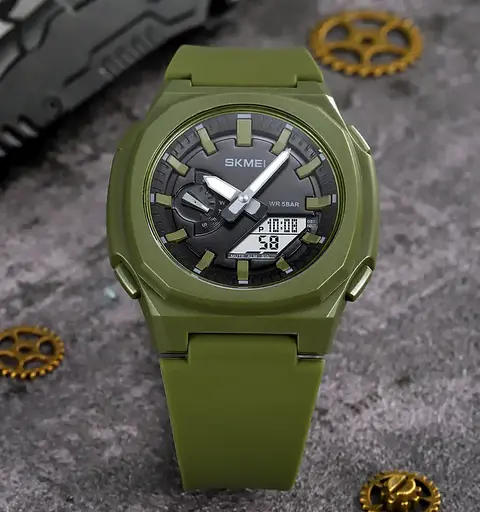 Часы мужские наручные Skmei 2091 (Зеленые с белым) - фото 4